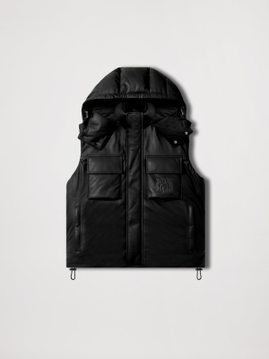 Black Amiri HOODED LEATHER DOWN GILET | 025948-WPX