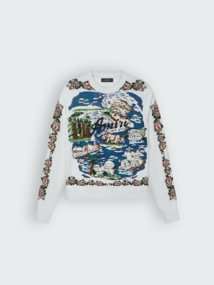 Blue / Alabaster Amiri ALOHA LANDSCAPE JACQUARD CREW | 043275-CET