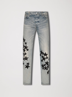 Clay Indigo Amiri LEATHER STAR STRAIGHT JEAN | 036491-RIK