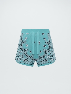 Teal Amiri BANDANA SHORTS | 150836-ABU