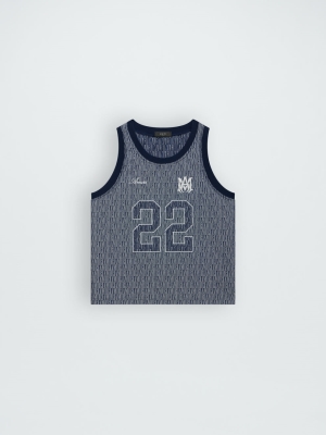 Washed Indigo Amiri JACQUARD BBALL JERSEY | 145728-WBL