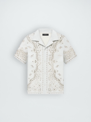 White Amiri LEATHER BANDANA SHIRT | 543691-PZM