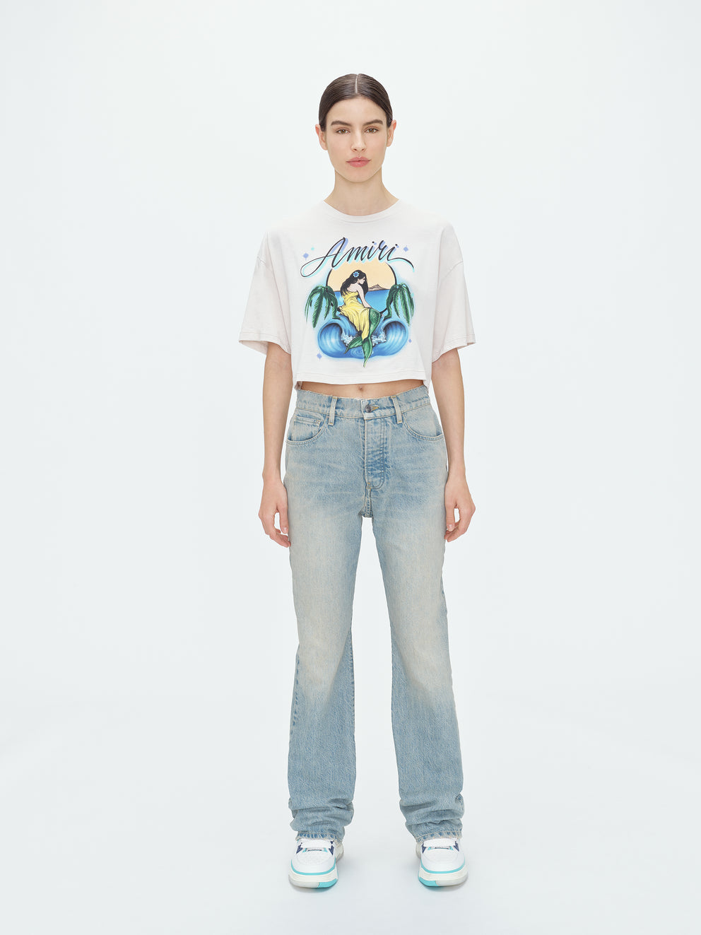 Alabaster Amiri MERMAID CROPPED TEE | 026874-BEN