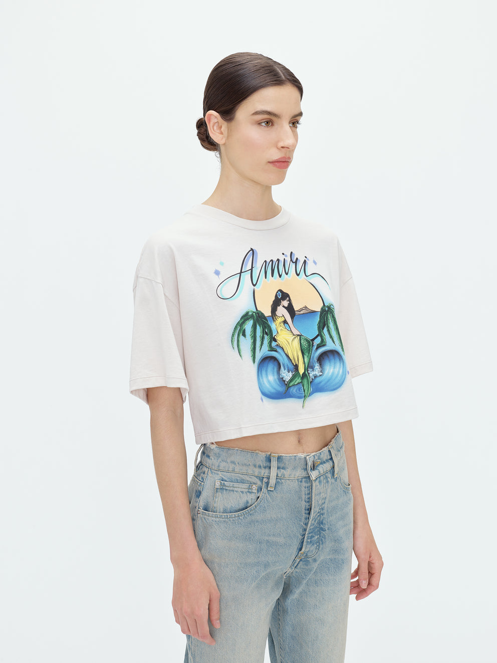 Alabaster Amiri MERMAID CROPPED TEE | 026874-BEN