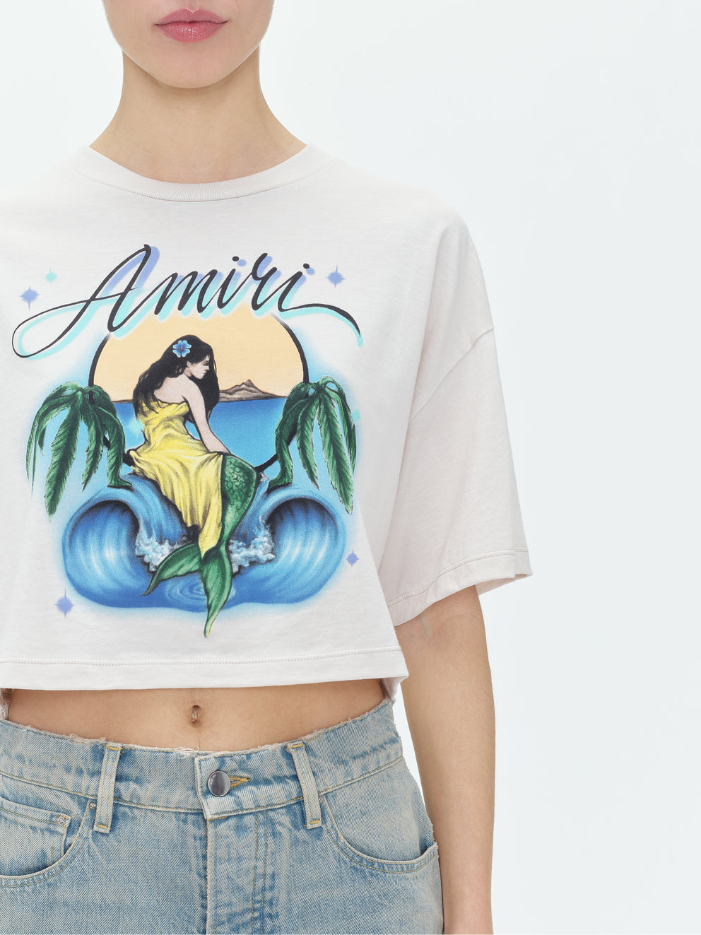 Alabaster Amiri MERMAID CROPPED TEE | 026874-BEN