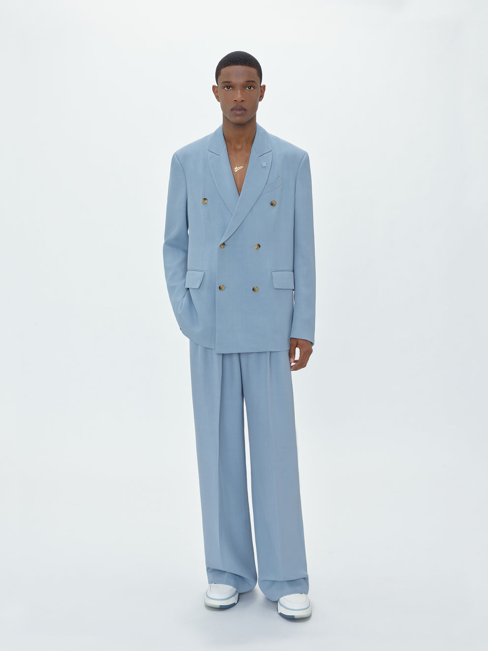 Baby Blue Amiri RELAXED DOUBLE BUTTON BLAZER | 309546-PCG