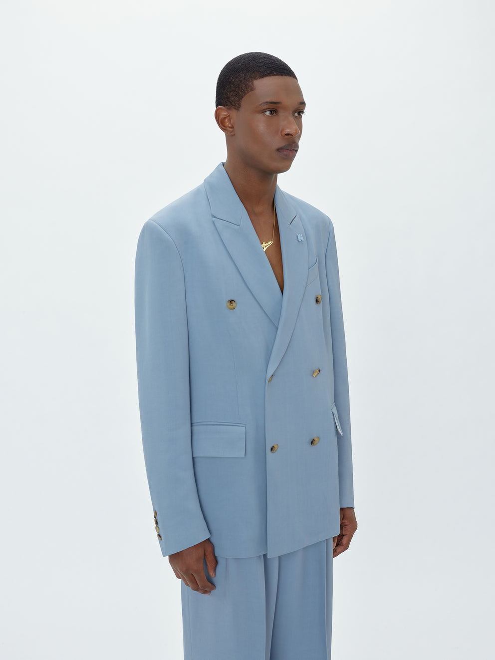 Baby Blue Amiri RELAXED DOUBLE BUTTON BLAZER | 309546-PCG