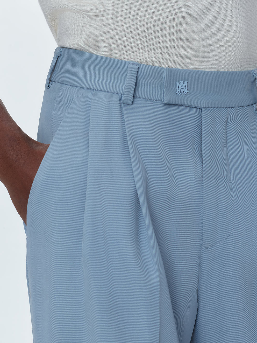 Baby Blue Amiri VISCOSE DOUBLE PLEATED TROUSERS | 549182-QZH