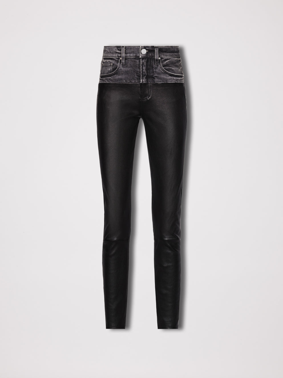 Black/Aged Black Amiri CONTRAST LEATHER SKINNY JEAN | 124908-EMD