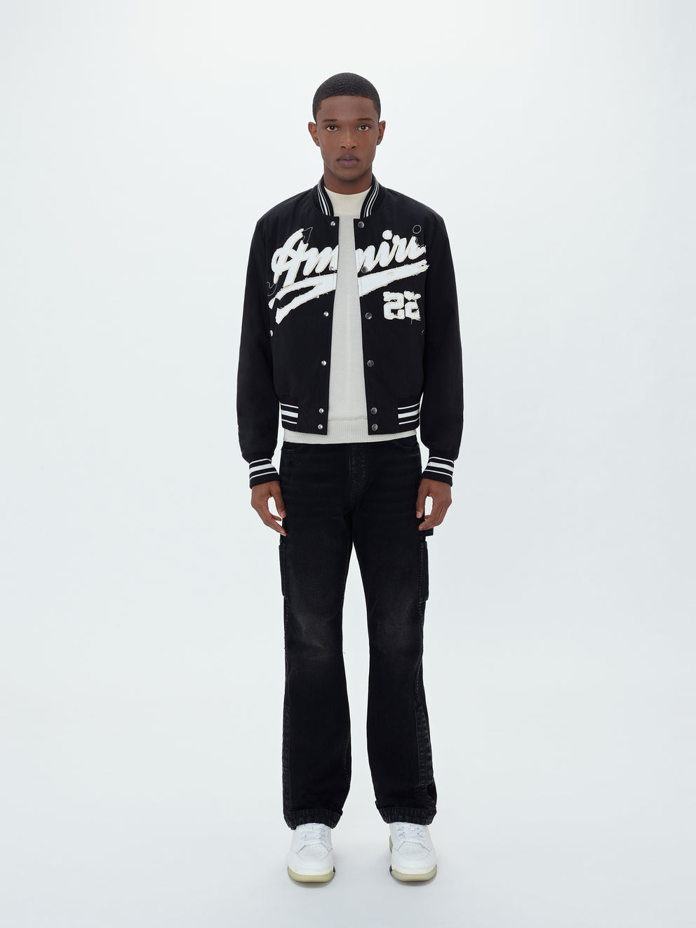 Black / Alabaster Amiri SHRUNKEN BOMBER | 470531-BSY