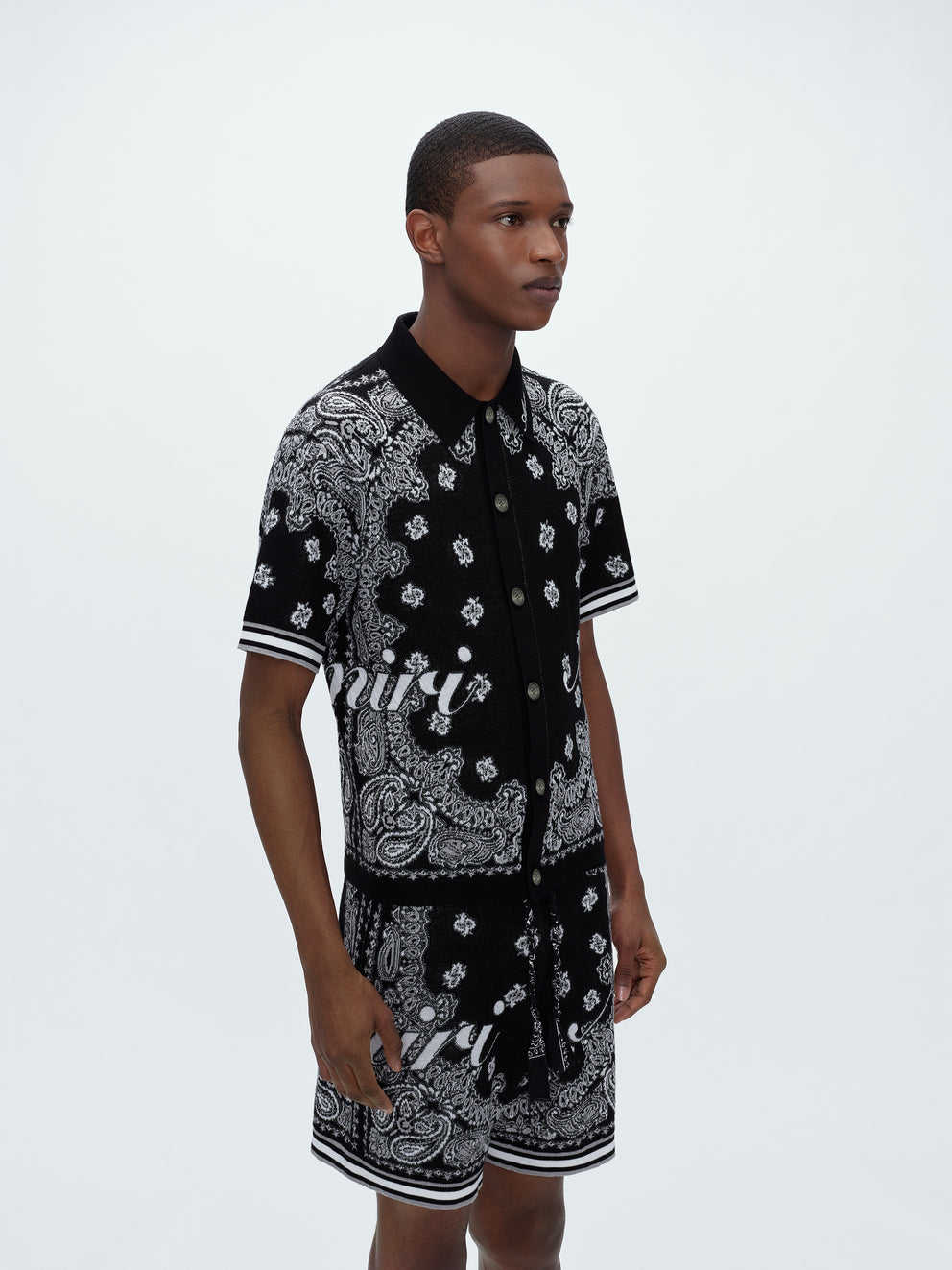 Black Amiri COTTON BANDANA SS POLO | 342510-FZM