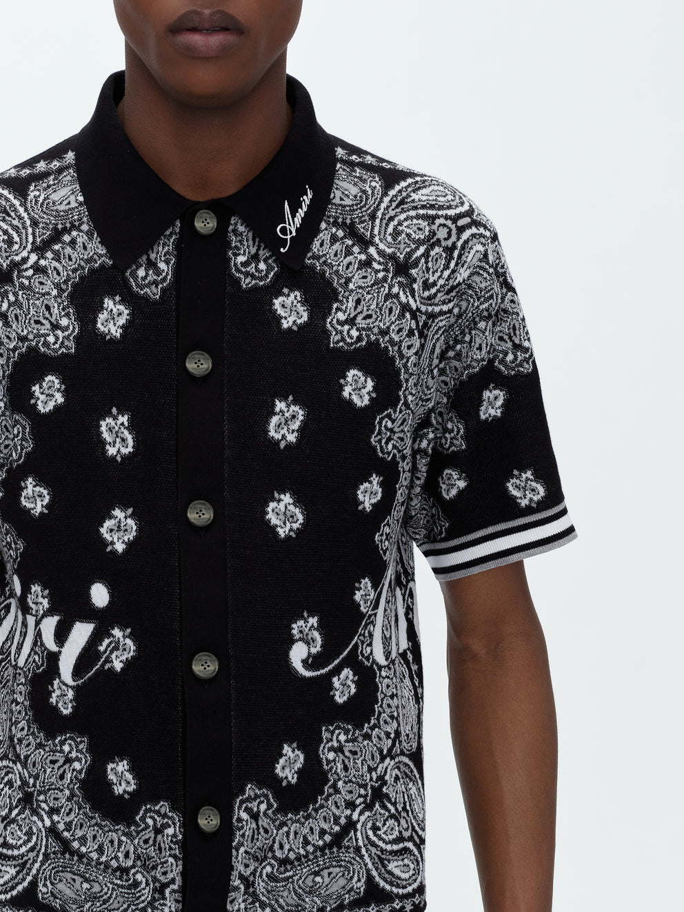 Black Amiri COTTON BANDANA SS POLO | 342510-FZM