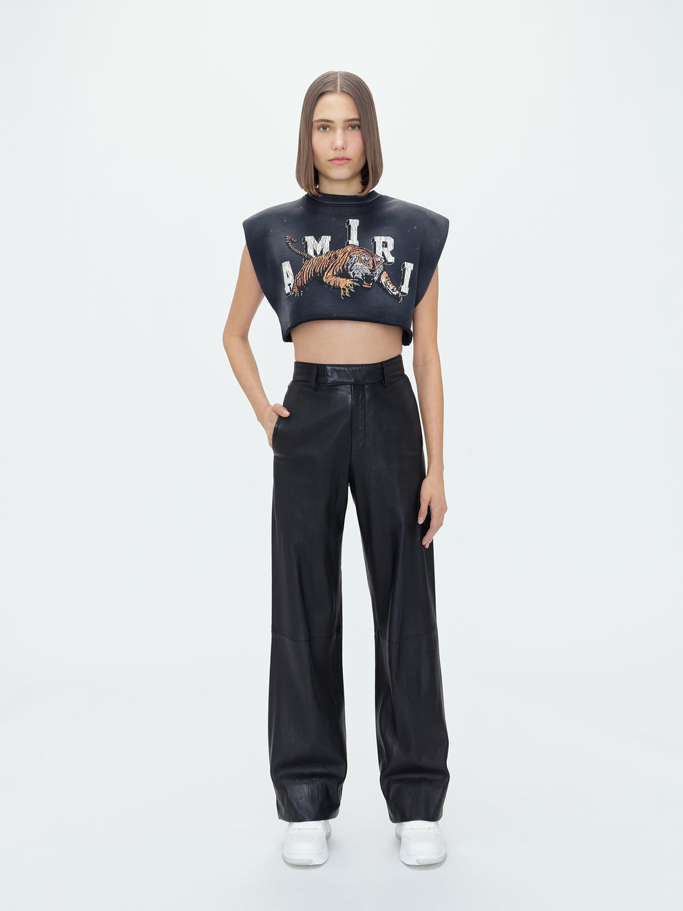 Black Amiri CROPPED TIGER TEE | 357460-FRX