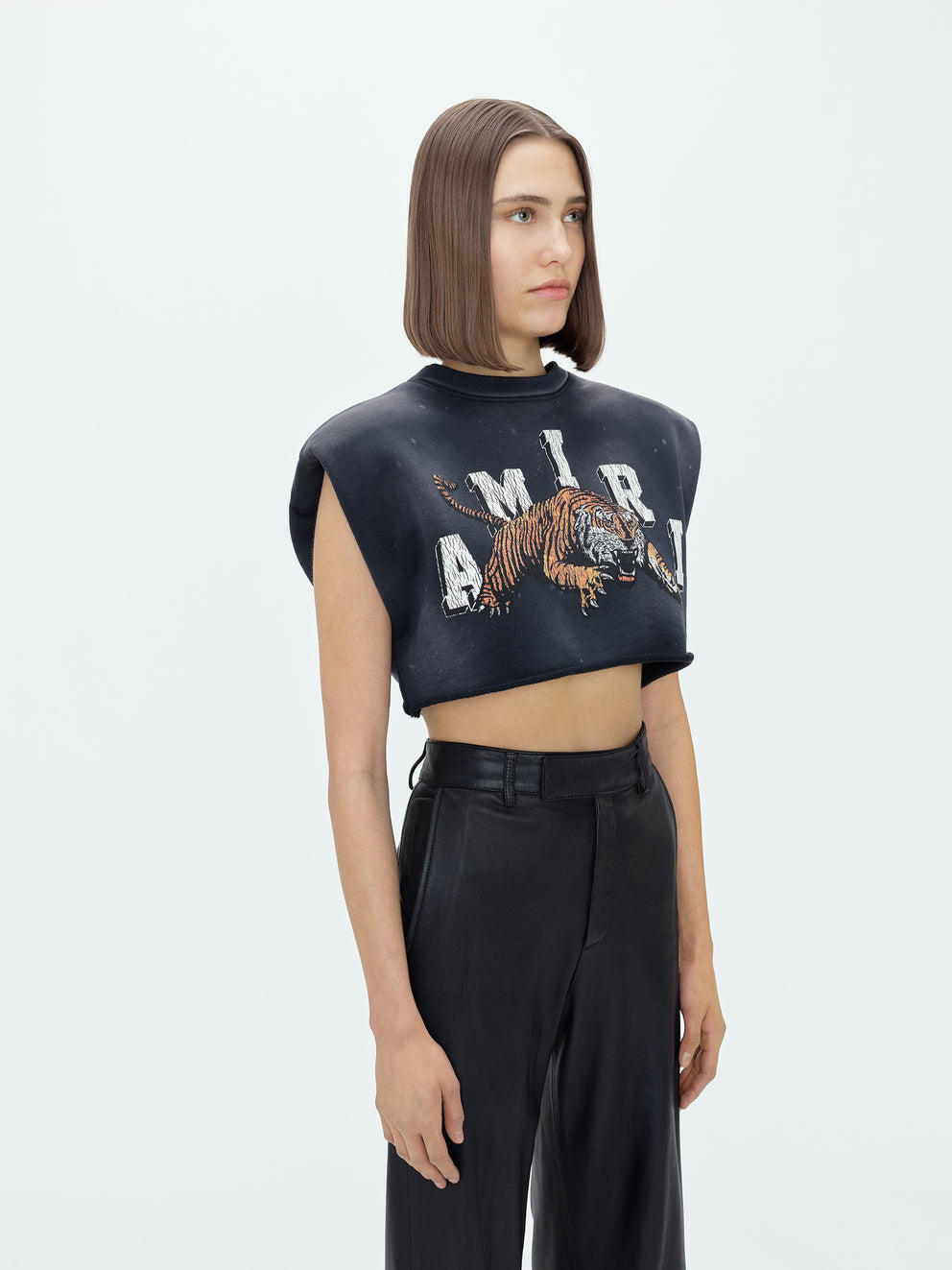 Black Amiri CROPPED TIGER TEE | 357460-FRX