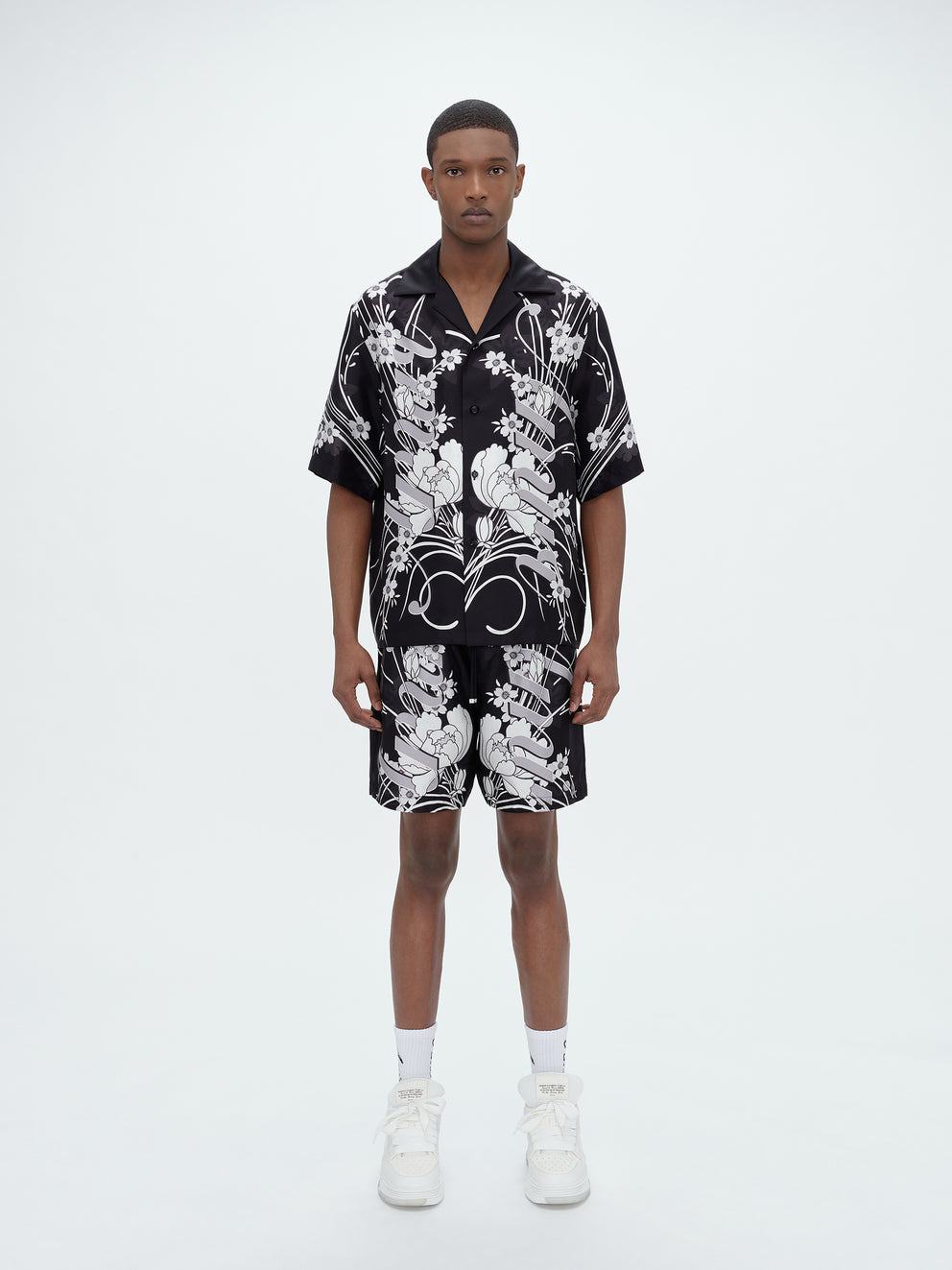 Black Amiri FLORAL DRAWSTRING SHORT | 692350-LBU