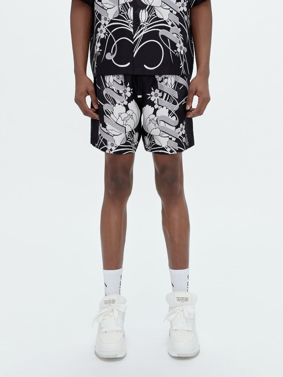 Black Amiri FLORAL DRAWSTRING SHORT | 692350-LBU