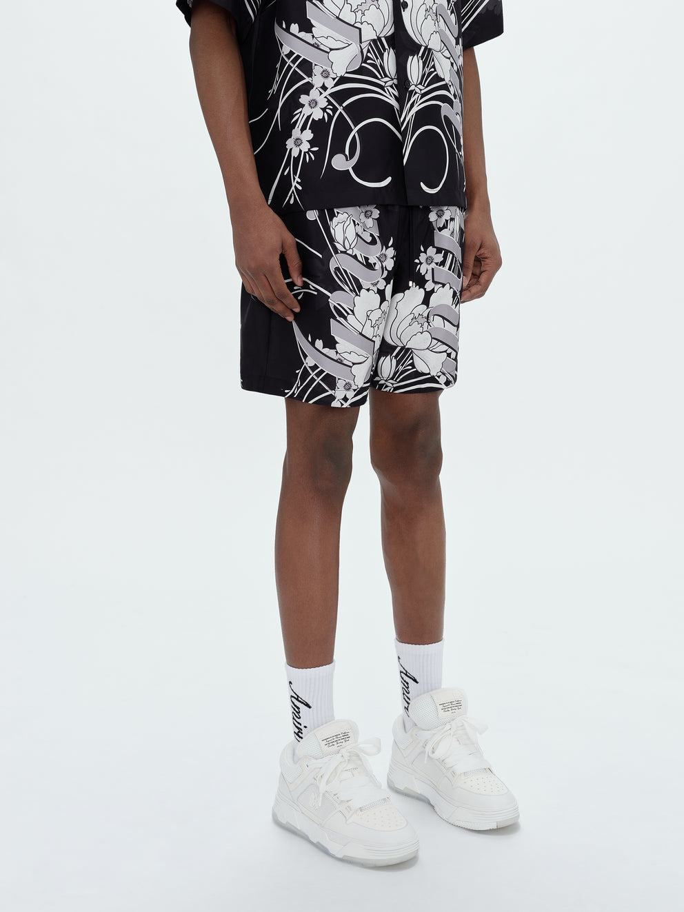 Black Amiri FLORAL DRAWSTRING SHORT | 692350-LBU