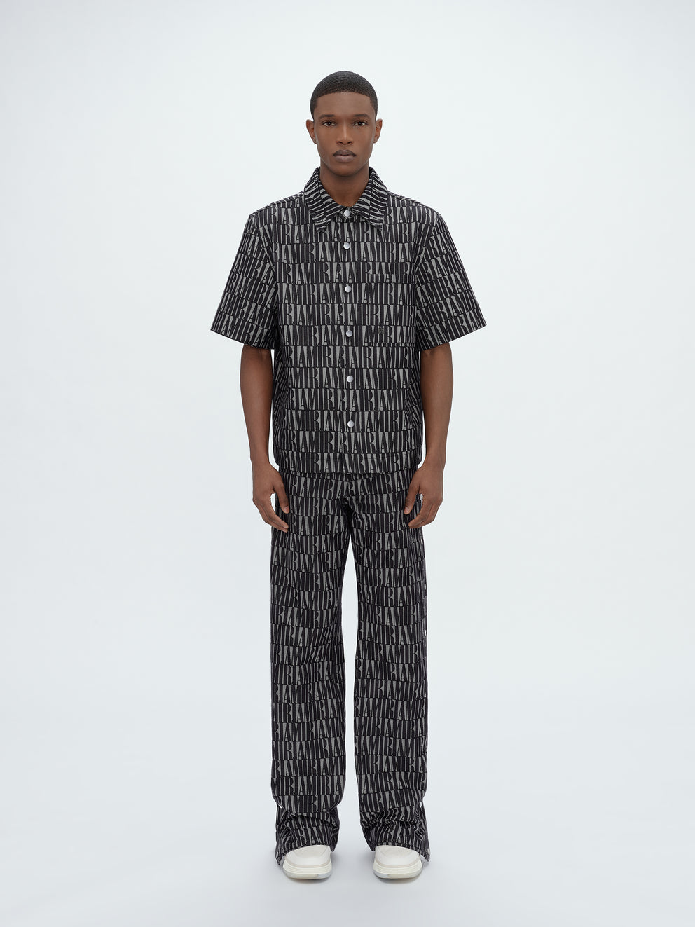 Black Amiri JACQUARD SNAP UP SHORT SLEEVE | 580296-YCB