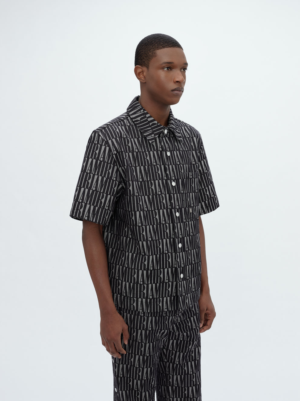 Black Amiri JACQUARD SNAP UP SHORT SLEEVE | 580296-YCB