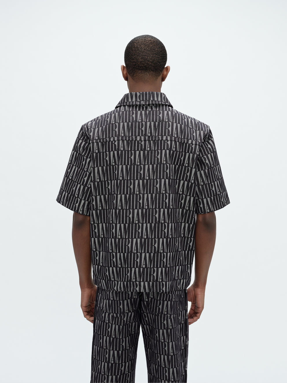 Black Amiri JACQUARD SNAP UP SHORT SLEEVE | 580296-YCB