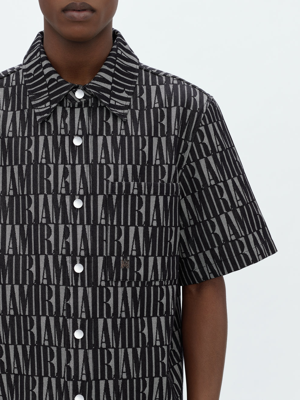 Black Amiri JACQUARD SNAP UP SHORT SLEEVE | 580296-YCB