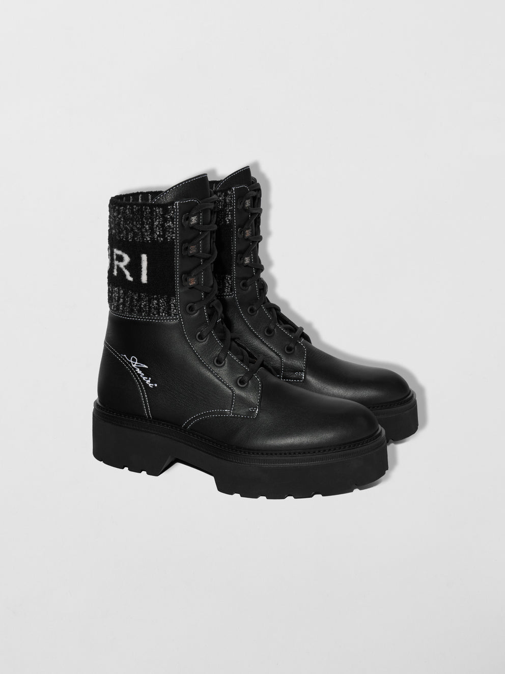 Black Amiri KNIT LOGO COLLAR COMBAT BOOT | 782563-QBS