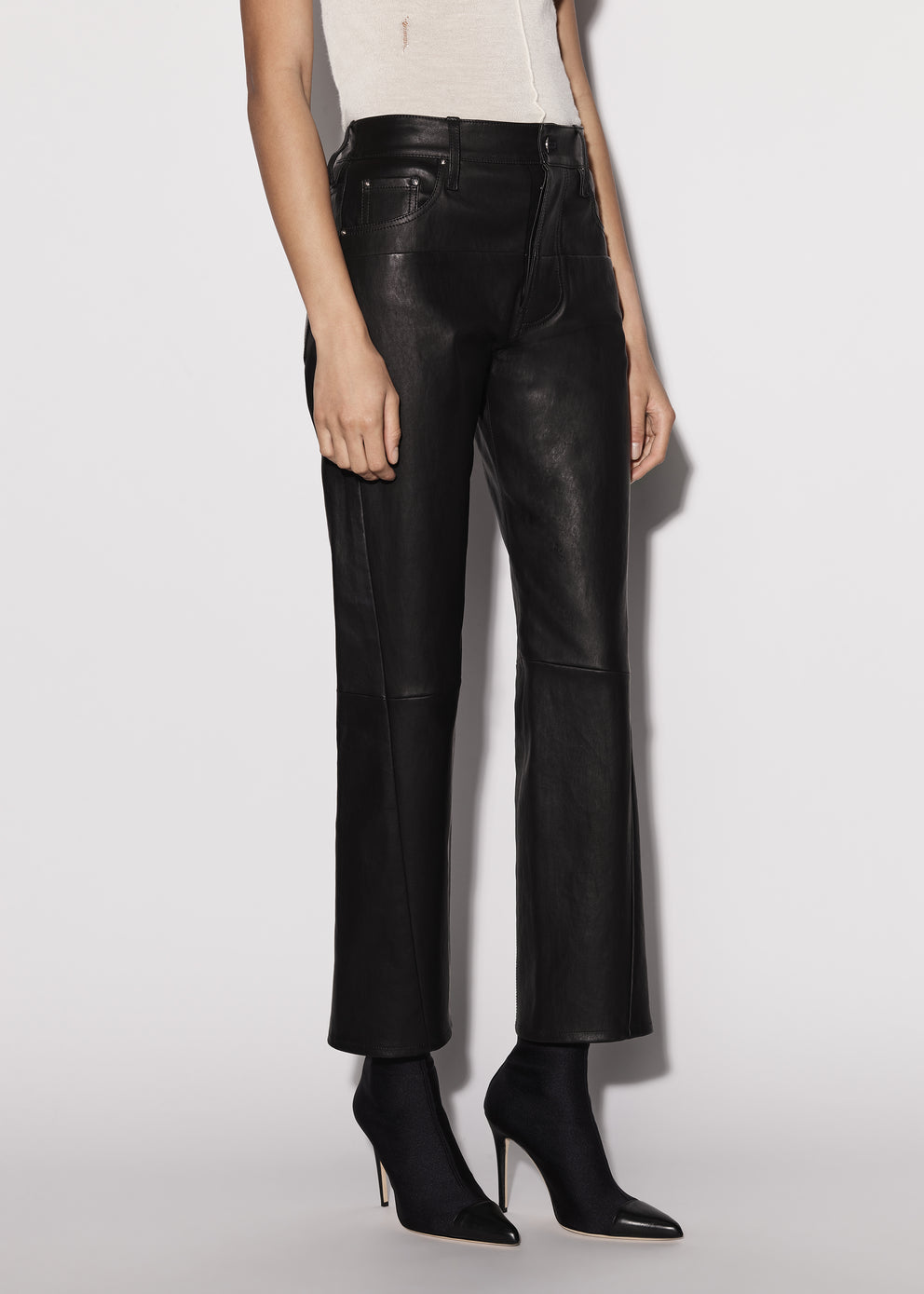 Black Amiri LEATHER 5 POCKET STRAIGHT PANT | 439876-BZO