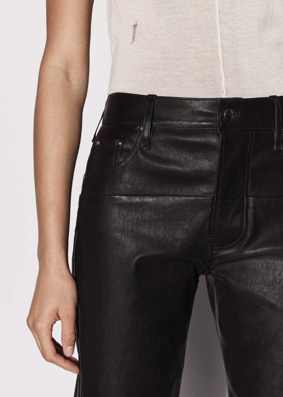 Black Amiri LEATHER 5 POCKET STRAIGHT PANT | 439876-BZO