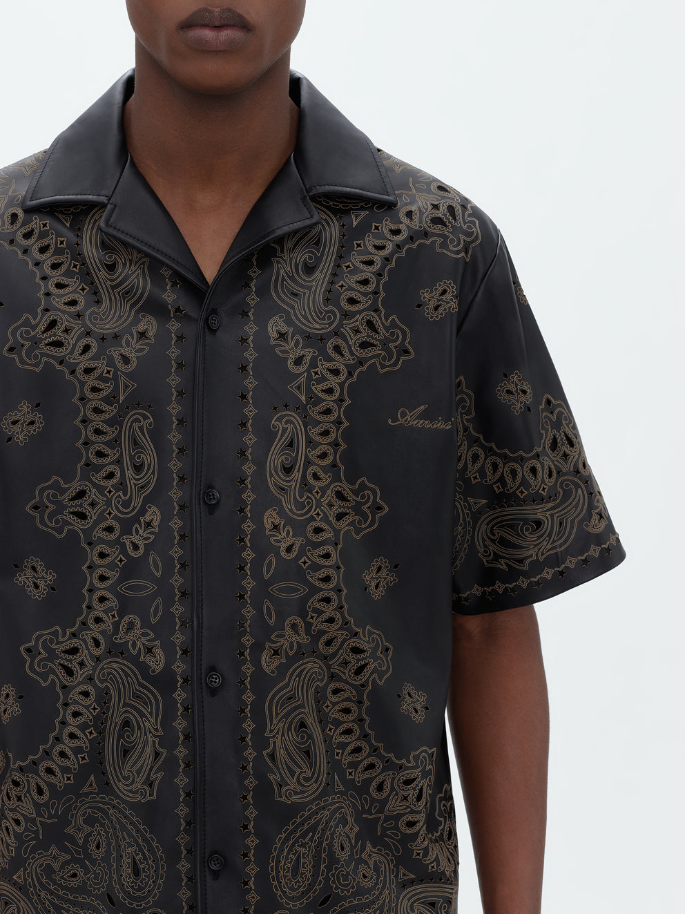 Black Amiri LEATHER BANDANA SHIRT | 608157-DHG