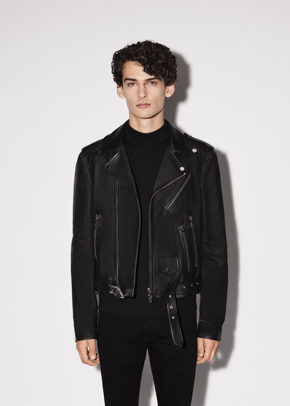 Black Amiri LEATHER BIKER JACKET | 713546-WOA