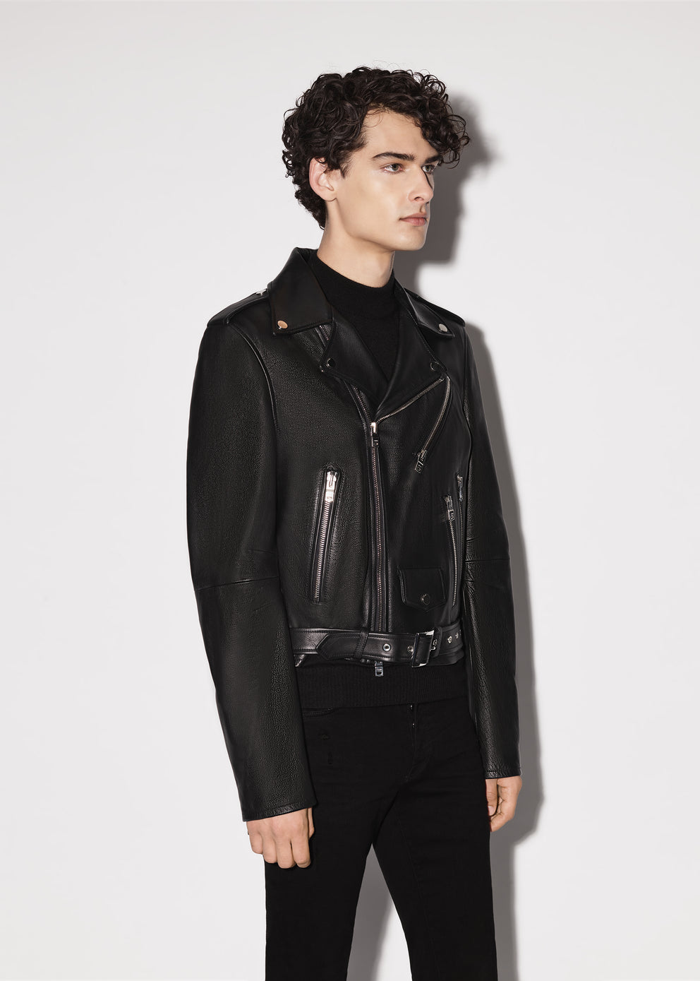 Black Amiri LEATHER BIKER JACKET | 713546-WOA