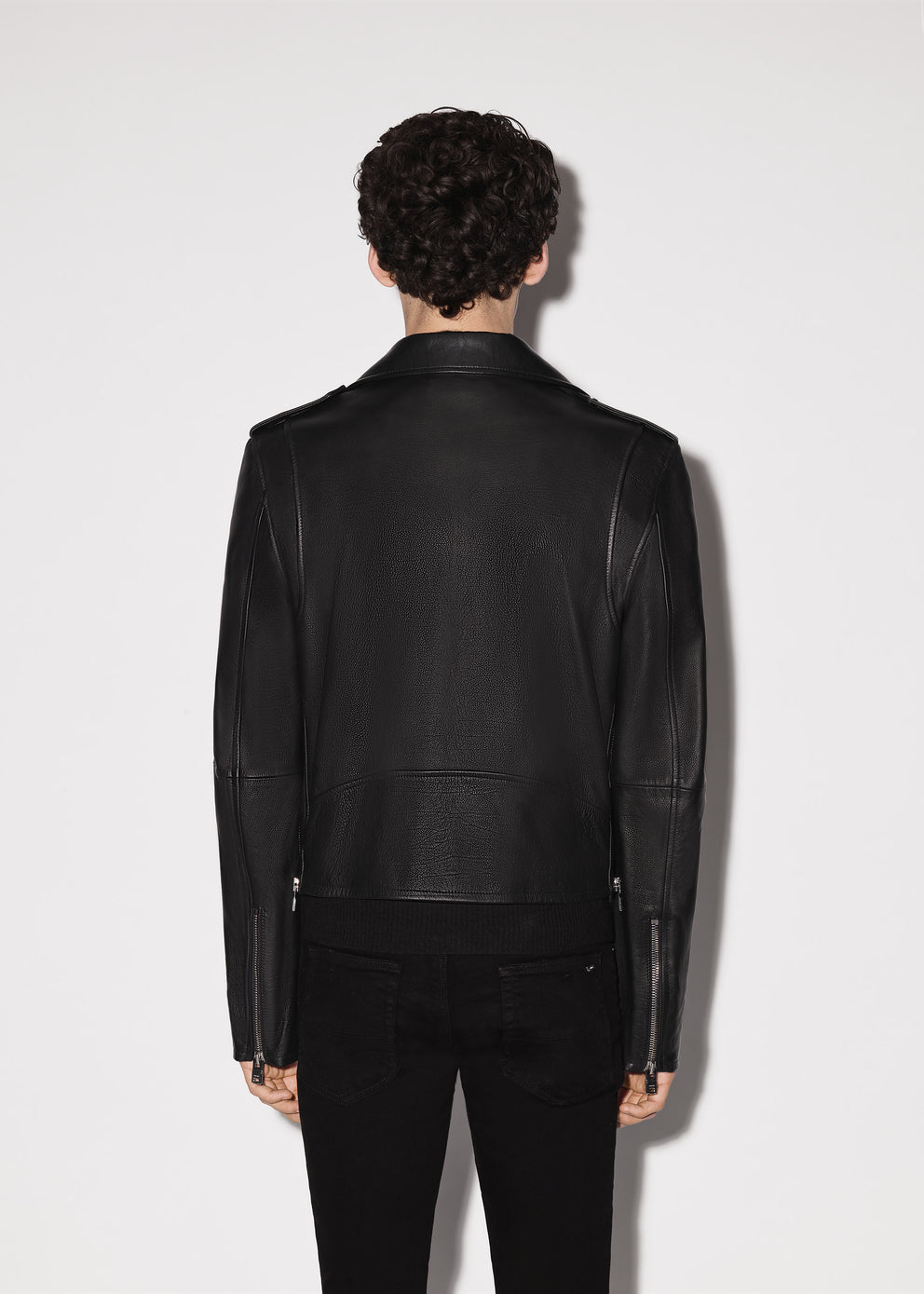 Black Amiri LEATHER BIKER JACKET | 713546-WOA