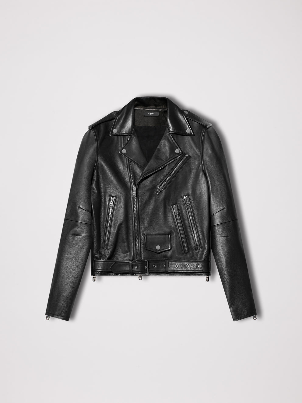 Black Amiri LEATHER BIKER JACKET | 713546-WOA