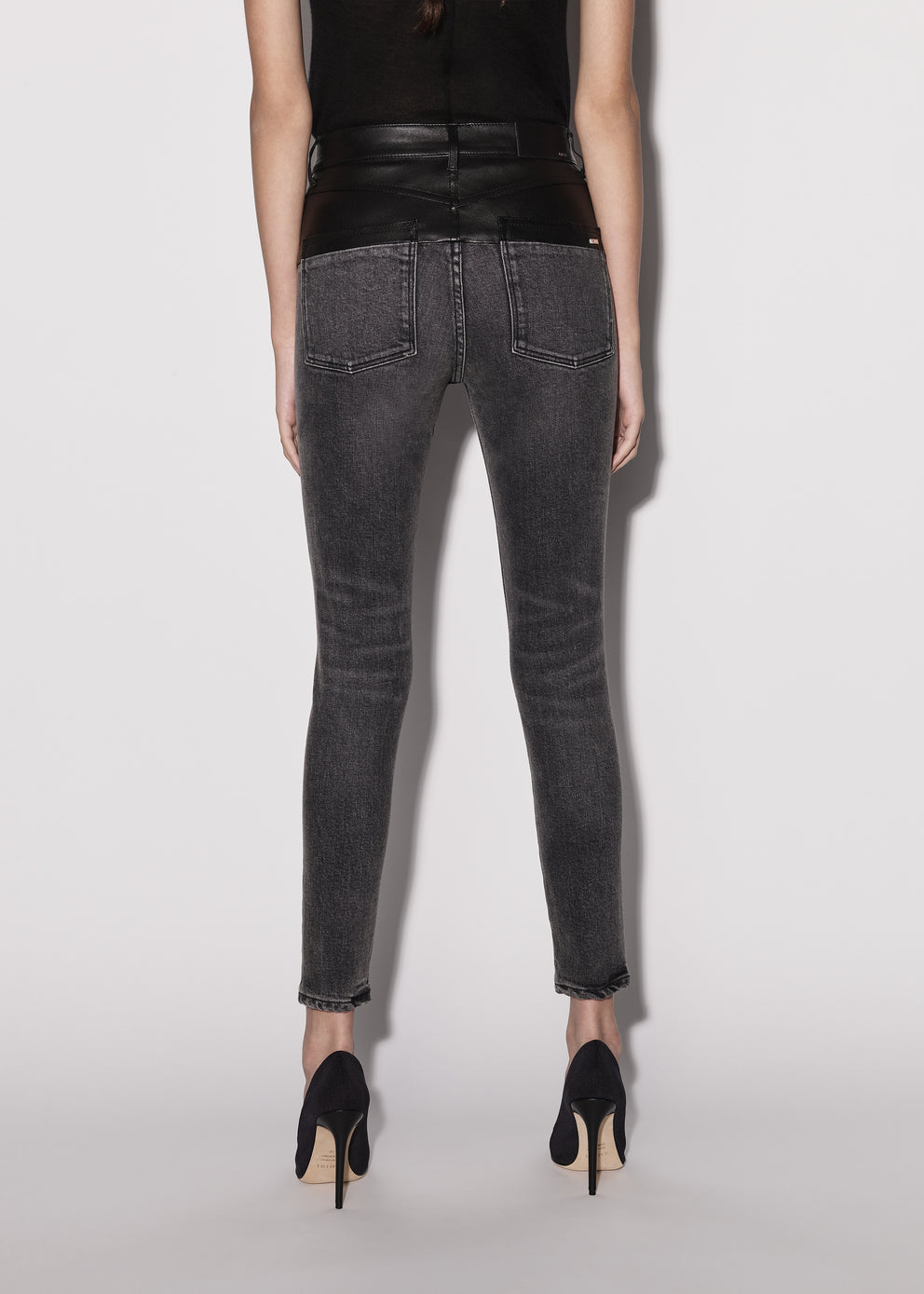 Black Amiri LEATHER CONTRAST SKINNY JEAN | 723915-WLI