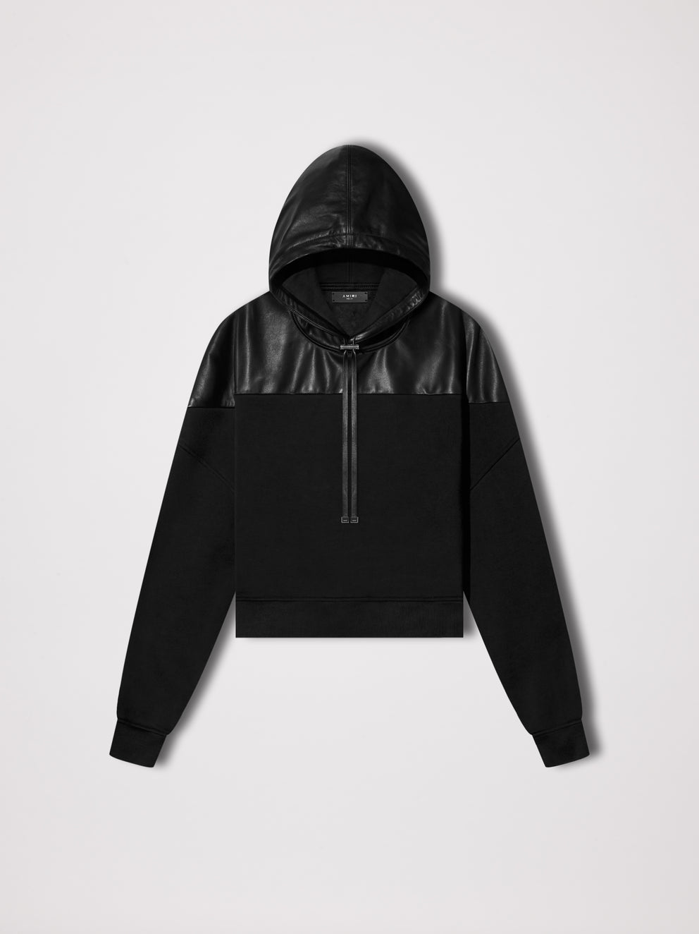 Black Amiri LEATHER HYBRID HOODIE | 895170-ITE