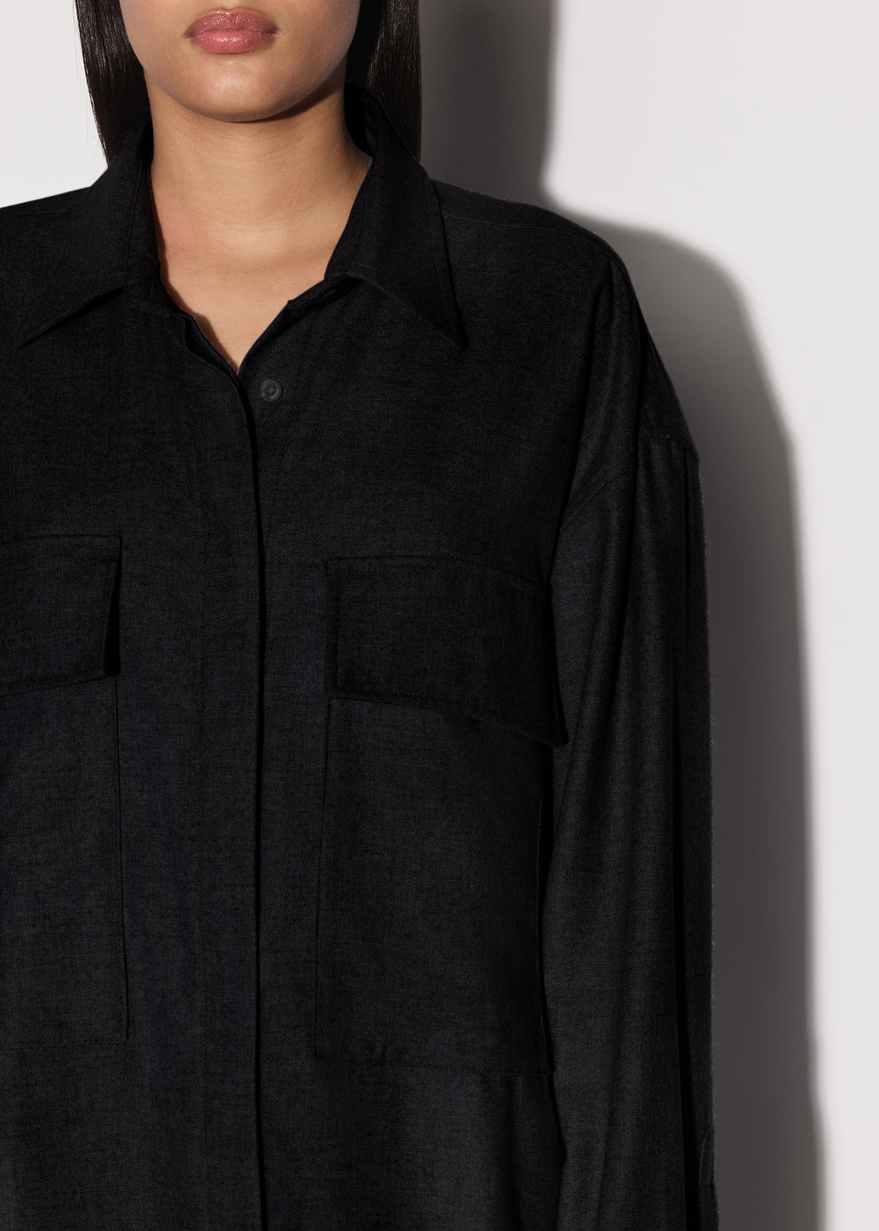 Black Amiri LEATHER WORKWEAR SHIRT | 670195-ZVX