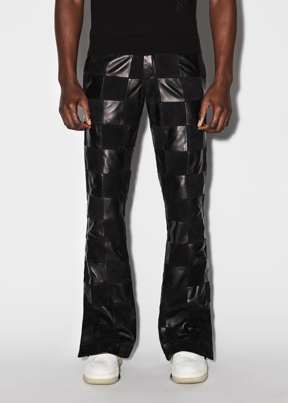 Black Amiri MIXED CHECK PATCH FLARE PANTS | 597086-OCV