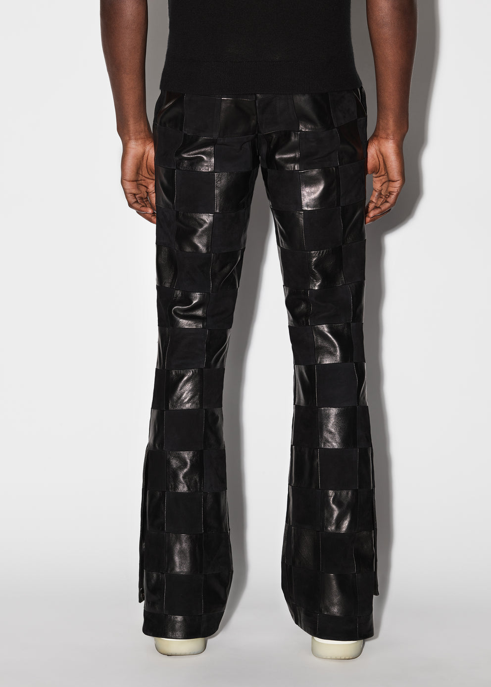 Black Amiri MIXED CHECK PATCH FLARE PANTS | 597086-OCV