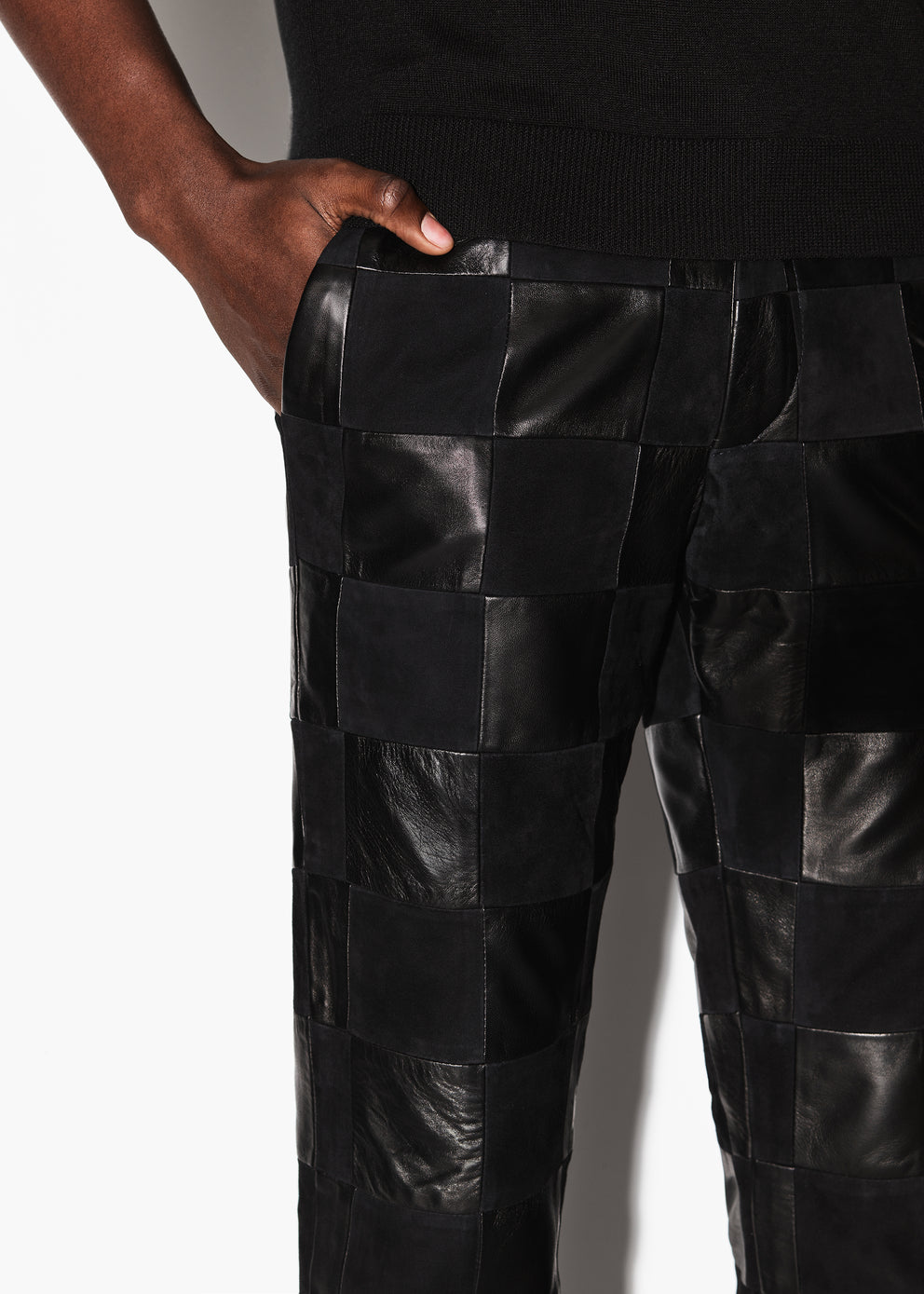 Black Amiri MIXED CHECK PATCH FLARE PANTS | 597086-OCV