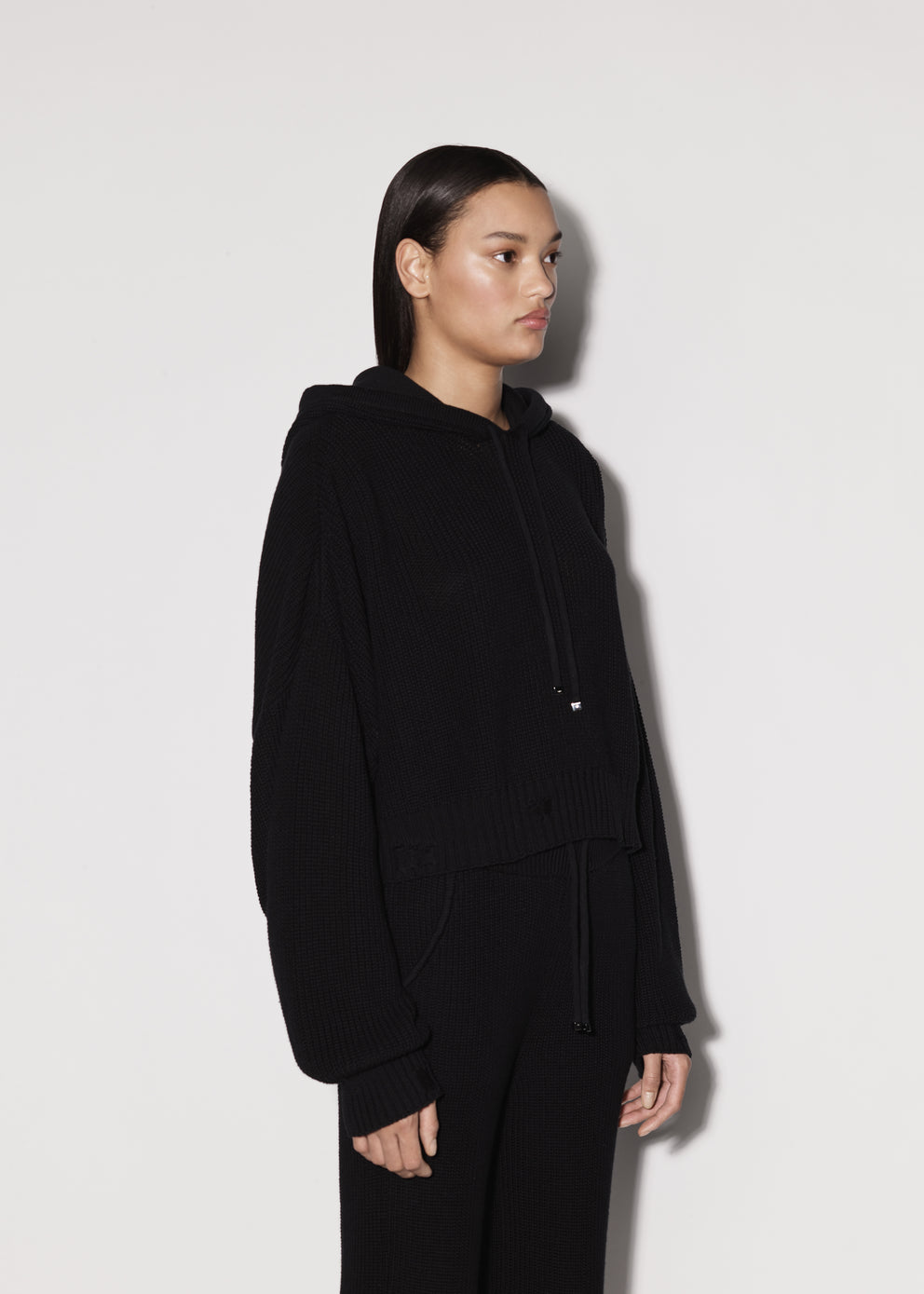 Cheap Amiri Knitwear For Sale - Black Womens OVERSIZED RIB HOODIE