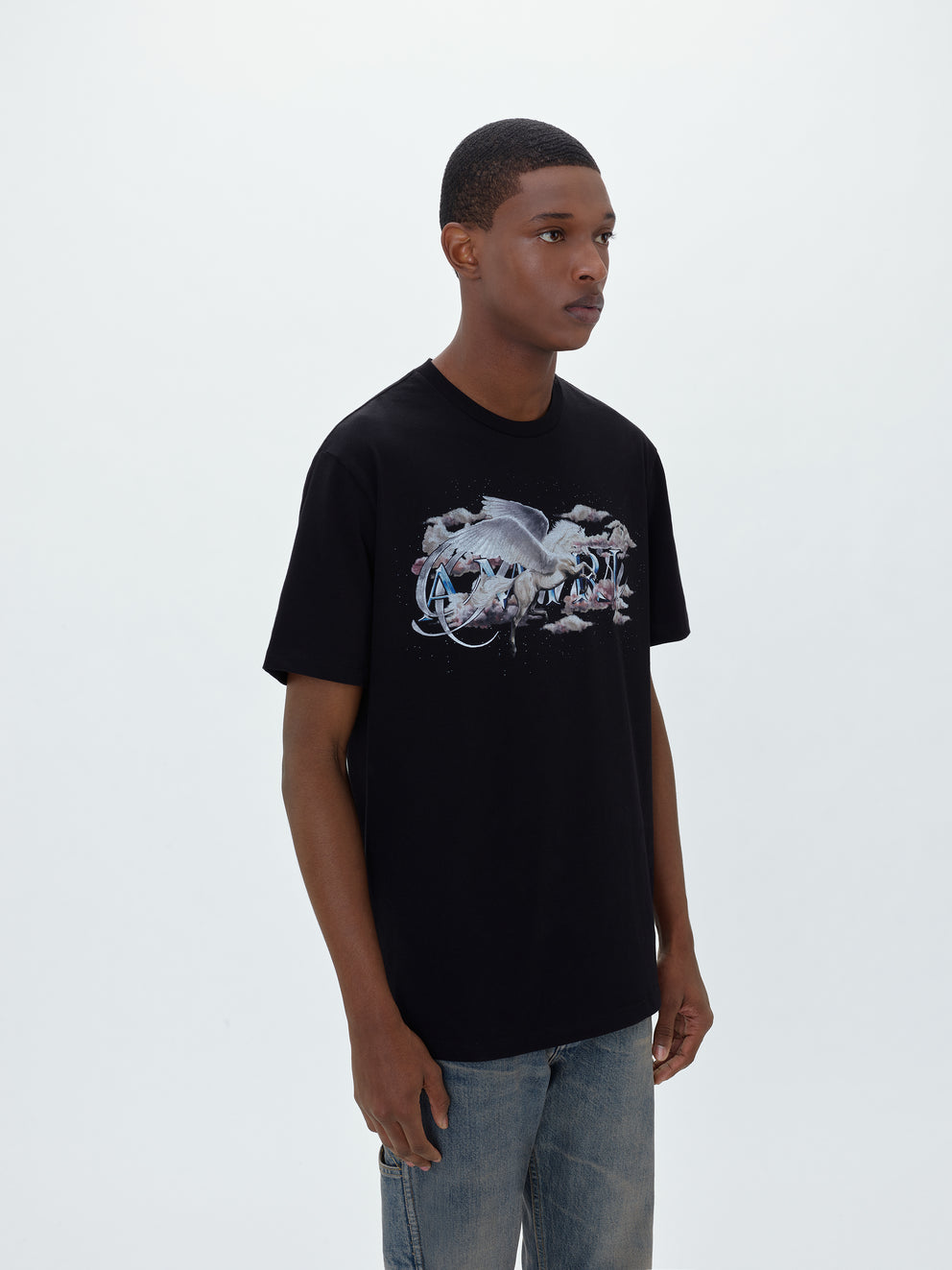 Black Amiri PEGASUS SCRIPT LOGO TEE | 136945-HRE