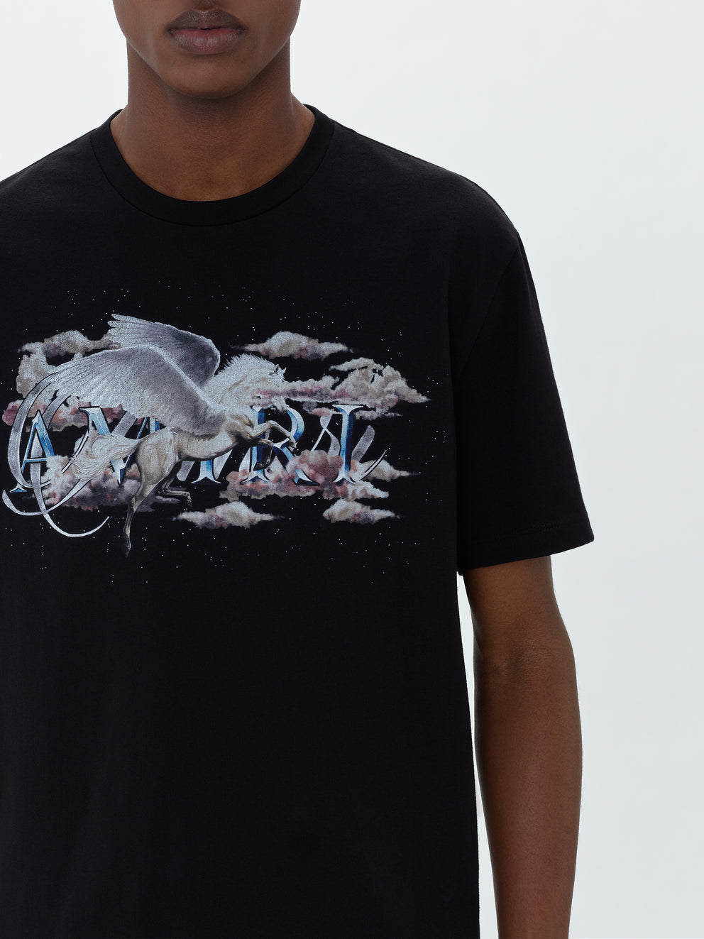 Black Amiri PEGASUS SCRIPT LOGO TEE | 136945-HRE