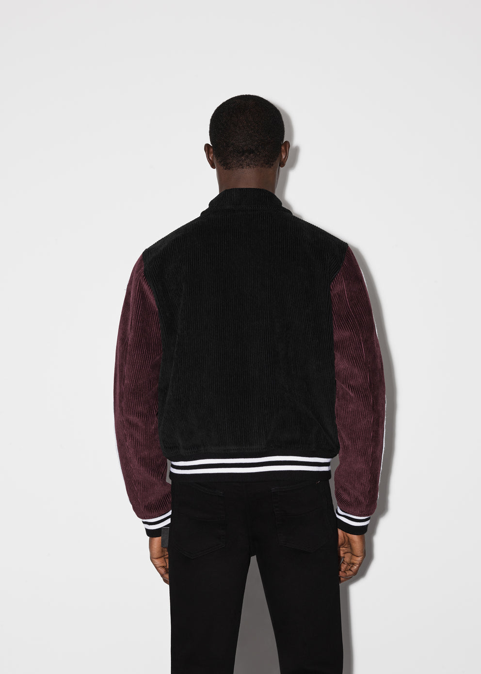 Black / Burgundy Amiri CORDUROY BONES VARSITY JACKET | 920873-GRH