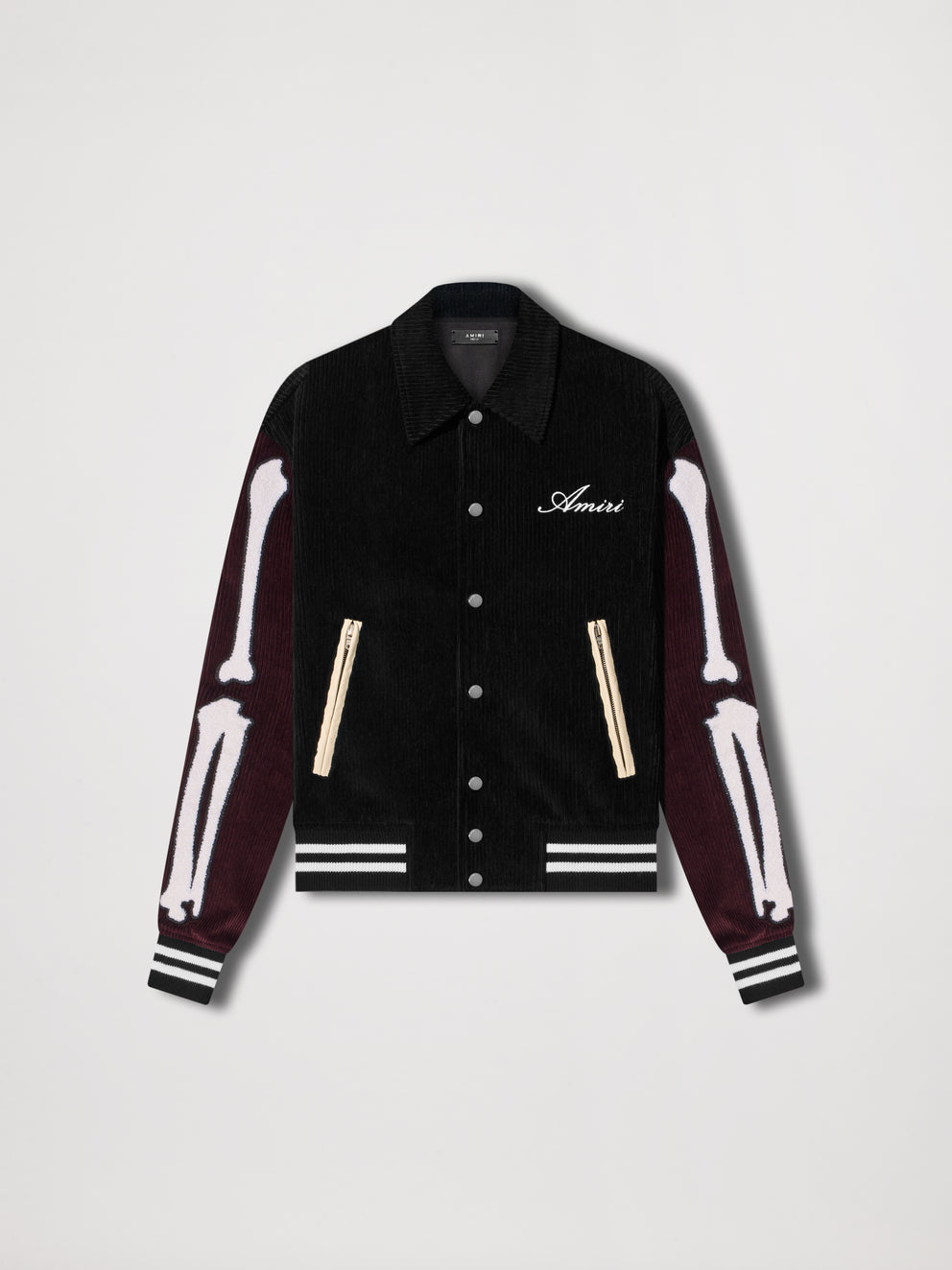 Black / Burgundy Amiri CORDUROY BONES VARSITY JACKET | 920873-GRH