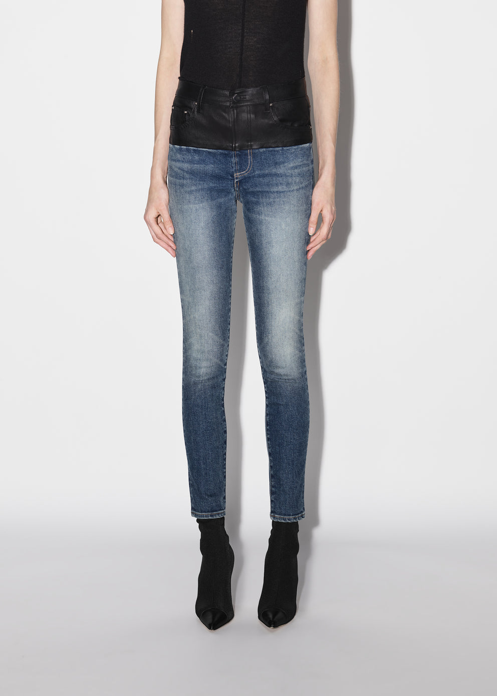 Black / Classic Deep Indigo Amiri HYBRID SKINNY W/ LEATHER | 291734-LQS