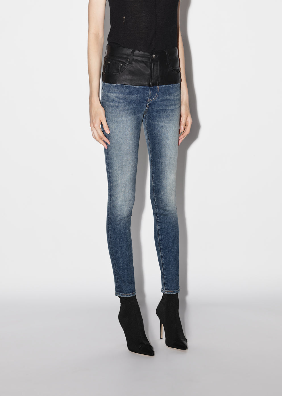 Black / Classic Deep Indigo Amiri HYBRID SKINNY W/ LEATHER | 291734-LQS