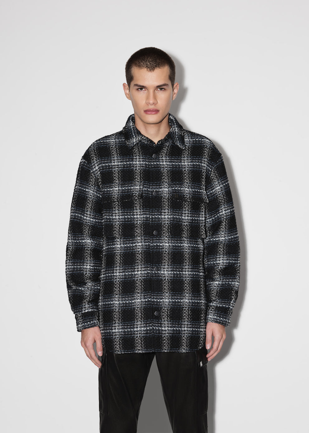 Black / Grey Amiri SHADOW PLAID PADDED OVERSHIRT | 318647-BER