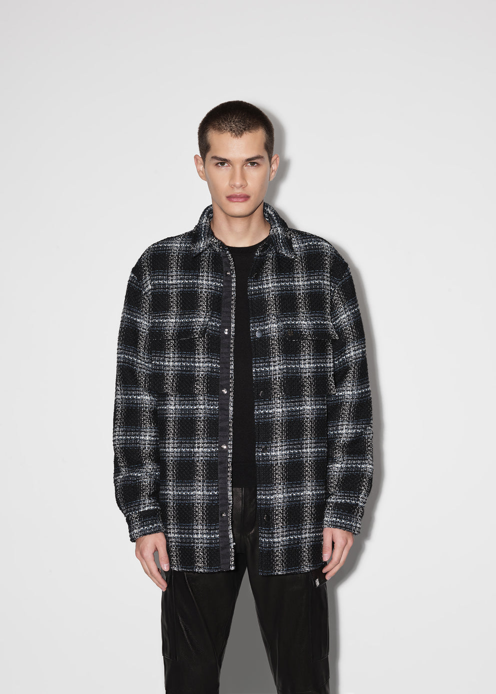 Black / Grey Amiri SHADOW PLAID PADDED OVERSHIRT | 318647-BER