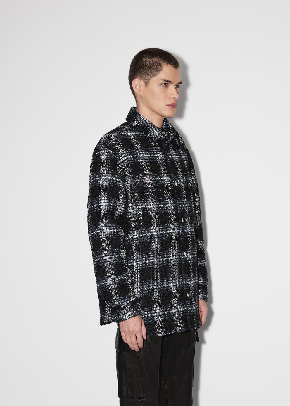 Black / Grey Amiri SHADOW PLAID PADDED OVERSHIRT | 318647-BER