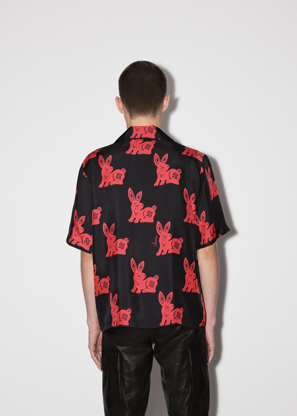 Black / Red Amiri RABBIT ALLOVER BOWLING SHIRT | 345296-XGC